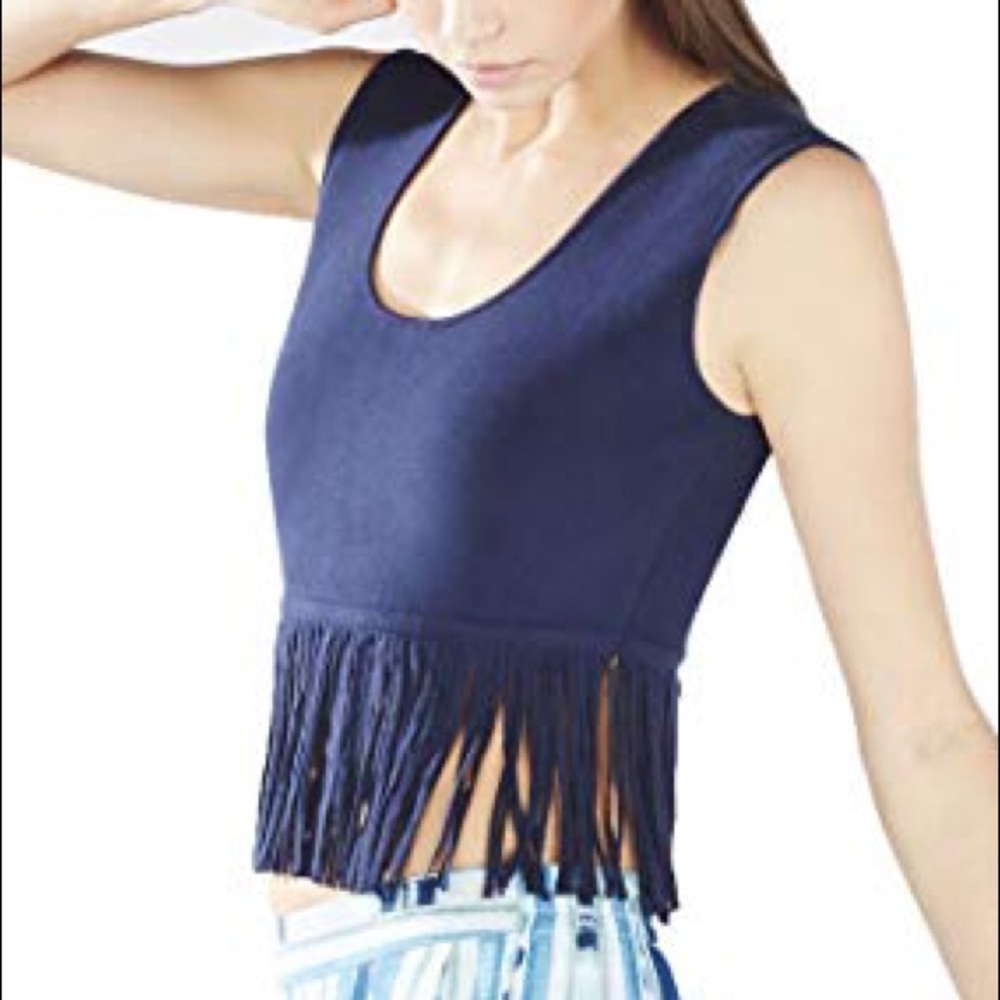 BCBGMAXAZRIA Jaleigh Fringe Crop Top